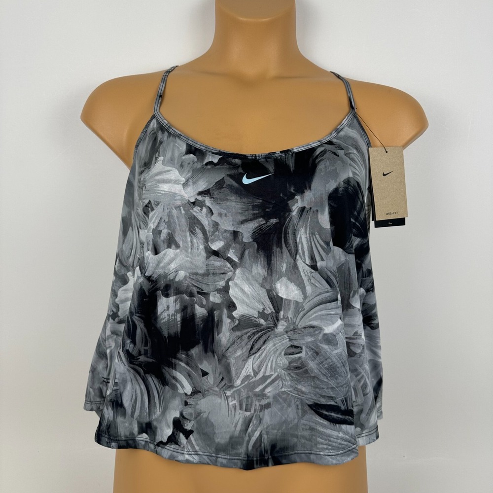 Nike Dri Fit One Cropped Printed Black Tank Top FB3136-010 Womens Plus 1X